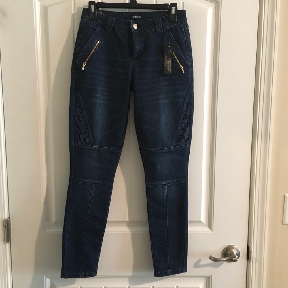 NWT BeBe Skinny Moto Jeans Size 29